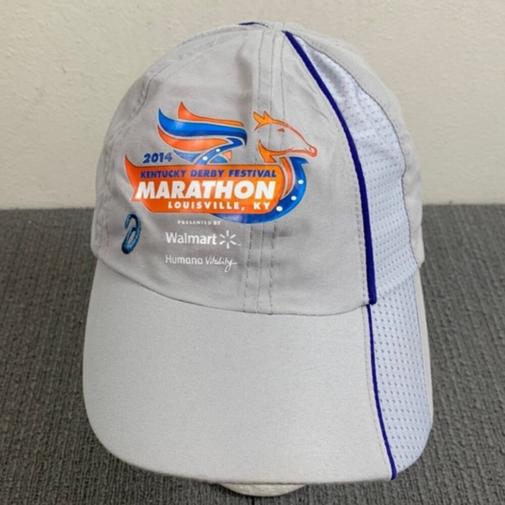 2014 Kentucky Derby Festival Marathon Hat Unisex Adjustable Gray Strapback Asics